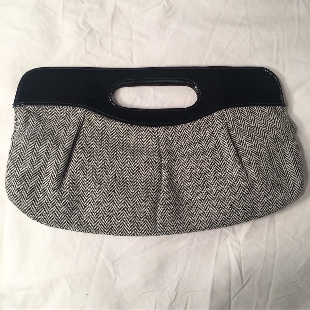 Patent (faux) leather herringbone clutch purse